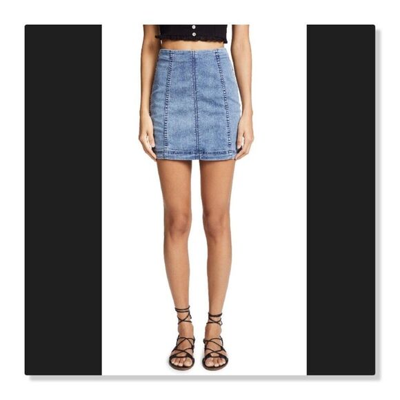 💗 FREE PEOPLE 💗 Modern Femme Denim Mini Skirt - [Size 12] - Picture 1 of 10